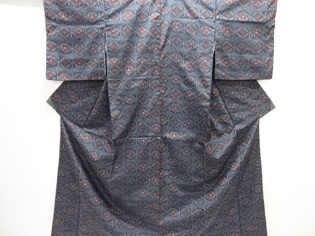 花亀甲模様織り出し西陣伝承紬着物アンサンブル